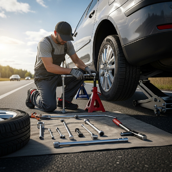 Roadside tire change service by EmergencyPrompt technician in Ottawa
